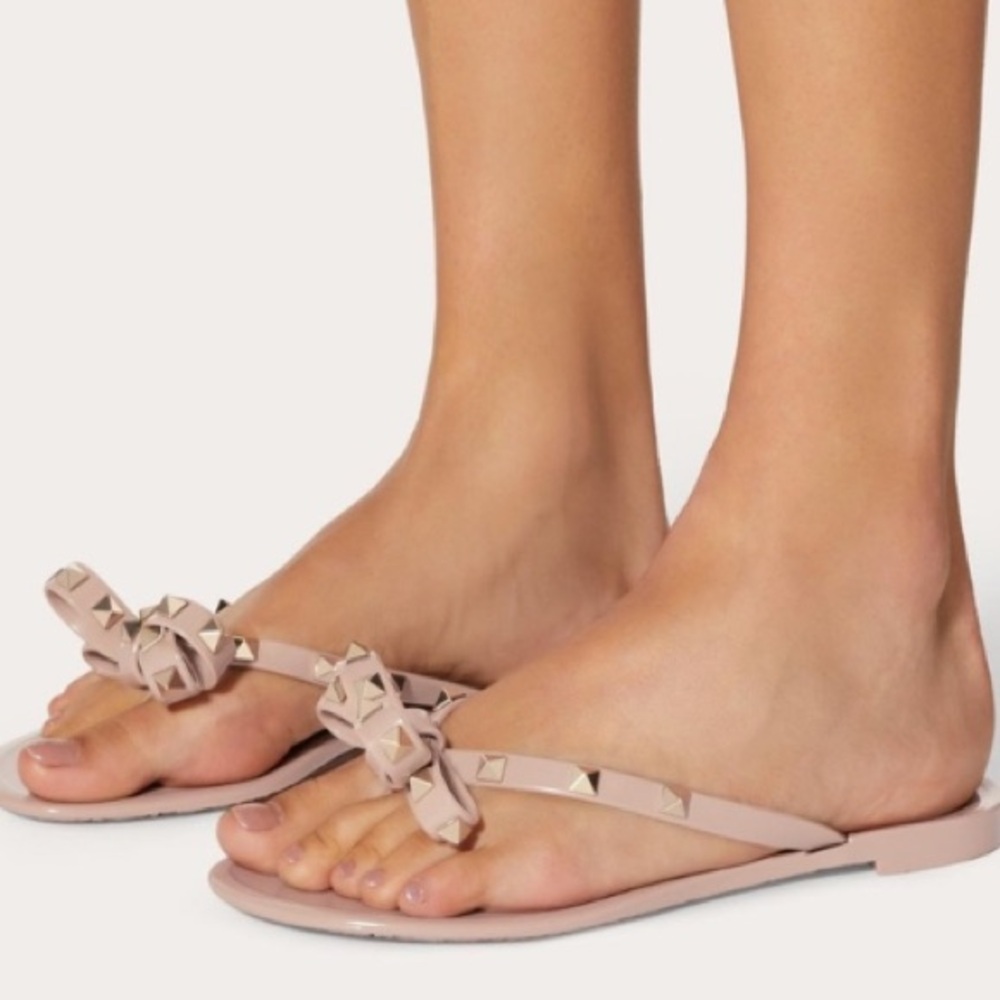 EUC Faux Valentino studded bow sandals